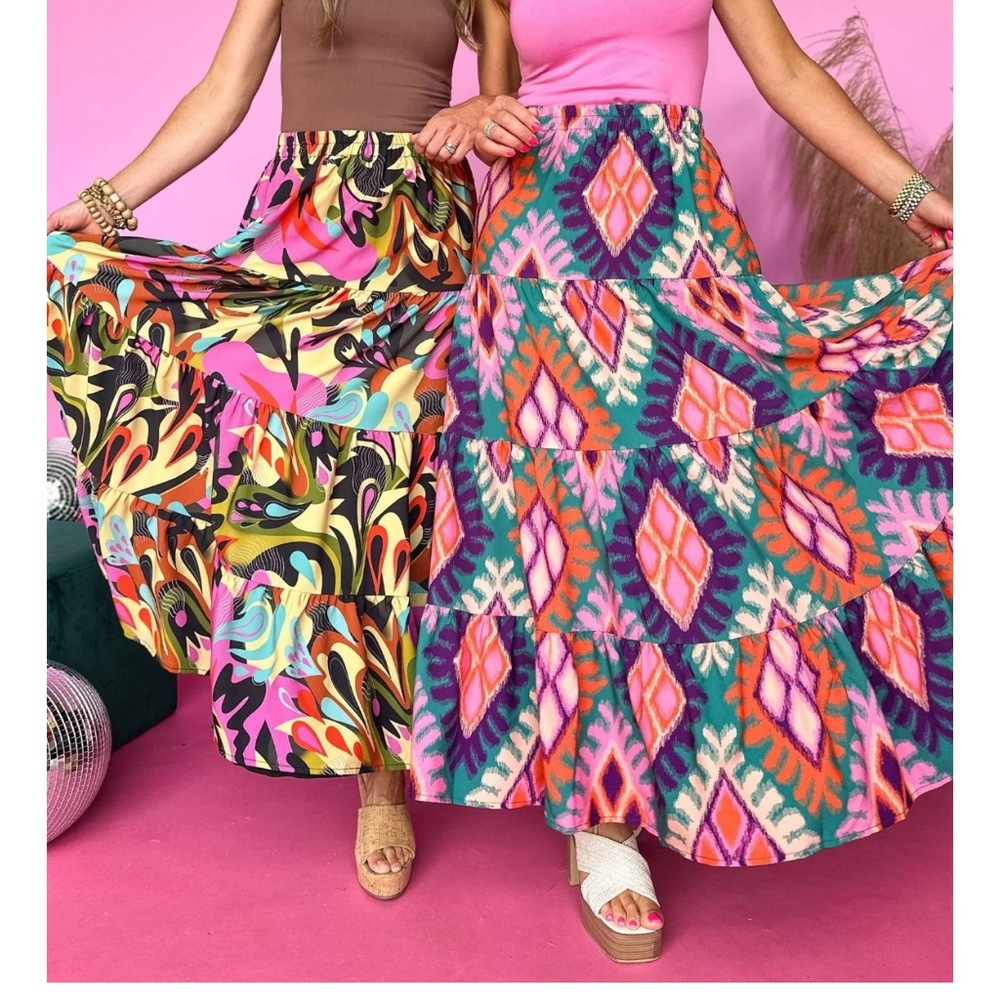 SSYS The Sadie Skirt In Pink Ikat Print - Picture 4 of 4